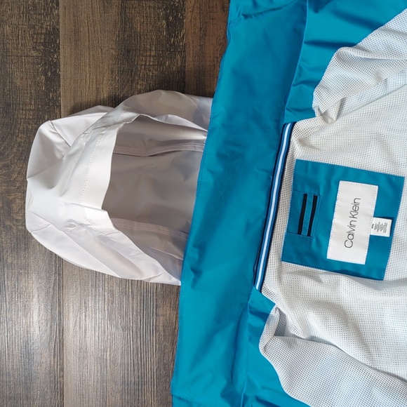 Calvin Klein Color Block Track Jacket, Spell Out, Hidden Hood, Vented Back, Med - Picture 15 of 15